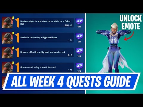 Fortnite Complete Week 4 Quests - How to EASILY Complete Week 4 Quests Challenges Season 2