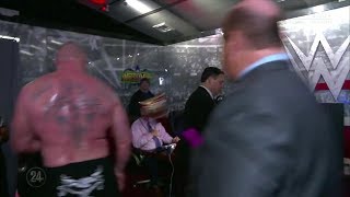 BROCK LESNAR THREW UNIVERSAL TITLE AT VINCE MCMAHO