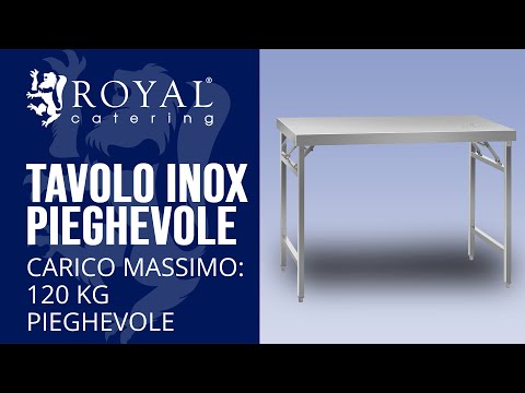 Video - Tavolo inox pieghevole - 120 x 60 cm - Acciaio inox
