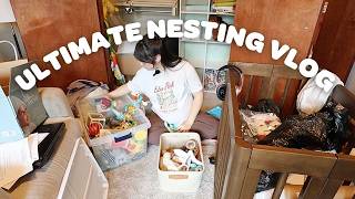 NEST WITH ME! prepping baby clothes, postpartum station, closet organization, and more! 🐣🍼