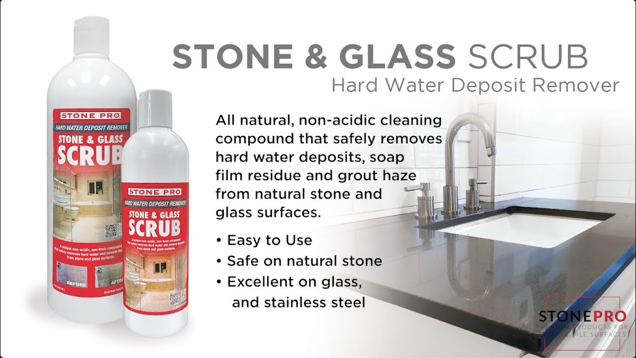 Safely Remove Mineral Deposits on Quartz with Stone and Glass Scrub