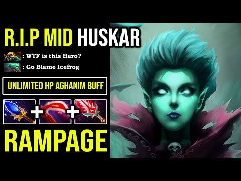EVEN HUSKAR MID SPAMMER CAN'T STOP THIS DP Unlimited HP Aghanim Siphon EZ Rampage DotA 2