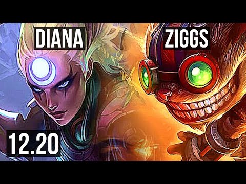 DIANA vs ZIGGS (MID) | 13/0/3, Legendary, 1.2M mastery | EUW Diamond | 12.20
