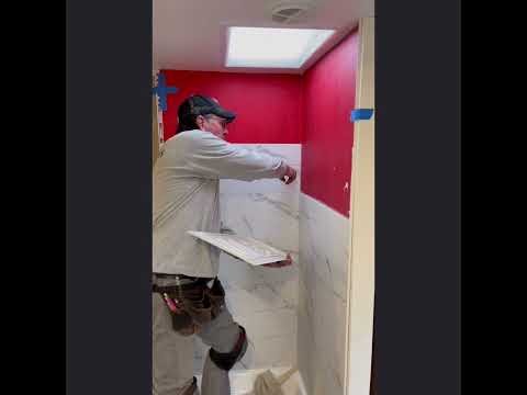 RV shower - interlocking vinyl tile install