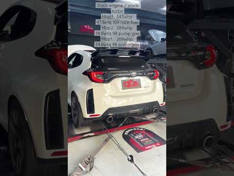 Syvecs GR Yaris Map3 343whp 47.1wtq 109 race fuel Map2 289whp 38.8wtq 98 Map1 269whp 34.6wtq 98