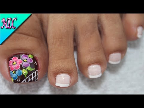 DECORACIÓN DE UÑAS PARA PIES FLORES Y FRANCÉS – FLOWERS NAIL ART – FRENCH NAIL ART – NLC