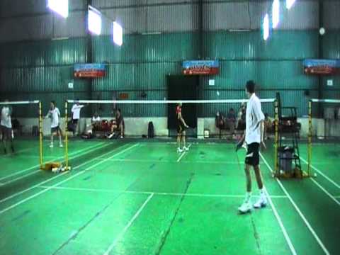 Erik Meijs against ladies double Vietnam badminton army club