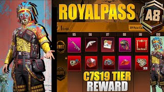 A8 Royal Pass Tier Rewards Is Here | Free Gun Skin & Free Outfit | Season 19 Tier Rewards |PUBGM