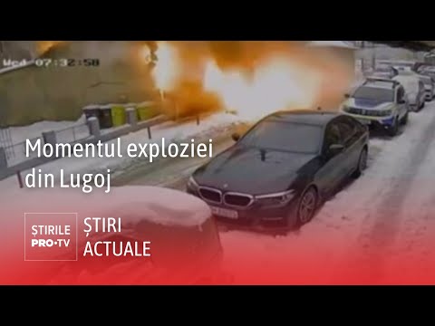 Momentul exploziei de la sediul Poliției Lugoj
