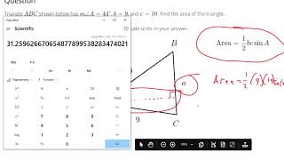 Find the area of an oblique triangle using the sine function