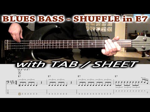 Blues Bass Line TAB Shuffle in E7 | 12 BAR Blues Bass Riff