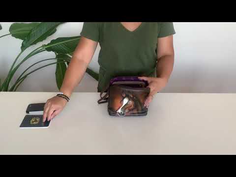 Tour the Perfect Small Leather Zip-Around Bag - Anuschka Wild Spirit Crossbody.