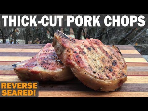 How to Grill THICK-CUT BONE-IN PORK CHOPS with HOMEMADE SPICE RUB: Weber Q Reverse Sear!