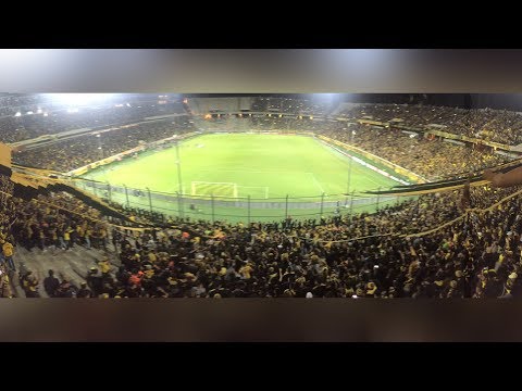"Entrada de los bombos + hinchada (Peñarol vs Liga de quito) #COPALIBERTADORES2019" Barra: Barra Amsterdam &bull; Club: Peñarol