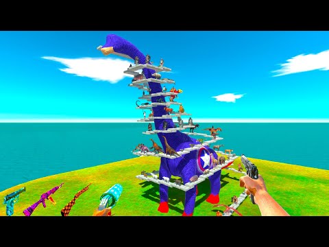 FPS AVATAR VS BRACHIOSAURUS CAPITAN DINOTRAP - Animal Revolt Battle Simulator