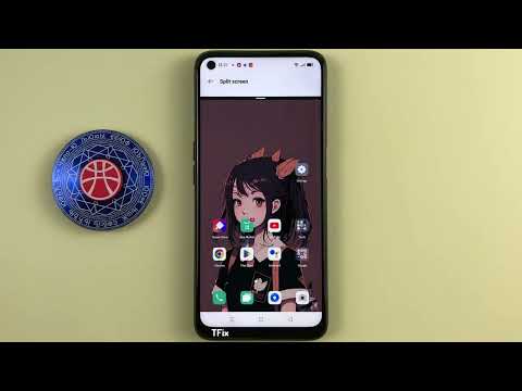 How to swipe up with 3 fingers to split the screen in half on OPPO A54 Android 11