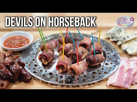 Devils On Horseback: A Tasty Appetizer of Dates, Bacon & Blue Cheese.
