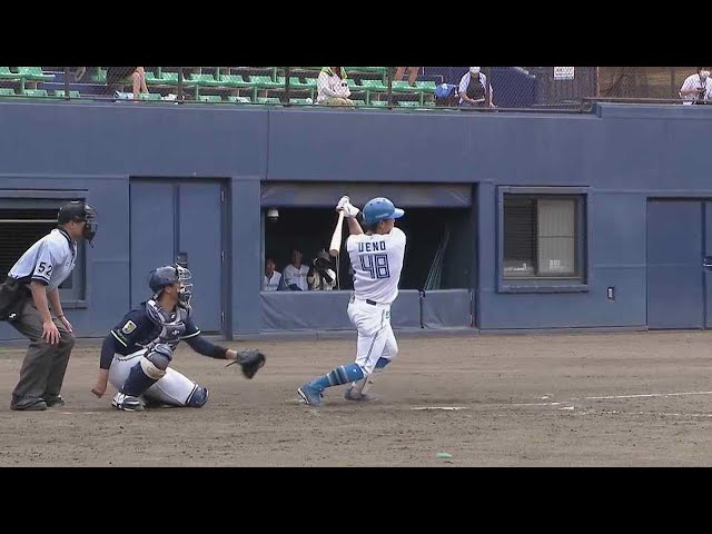【ファーム】3試合連続打点!! ファイターズ・上野響平 レフトへ追加点となるタイムリーヒット!!  2022年8月17日  北海道日本ハムファイターズ 対 東京ヤクルトスワローズ