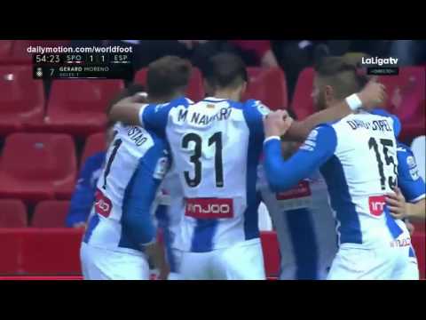 Gol de Gerard Moreno Sporting 1-1 R.C.D. Espanyol La Liga 25 abril 2017 HD