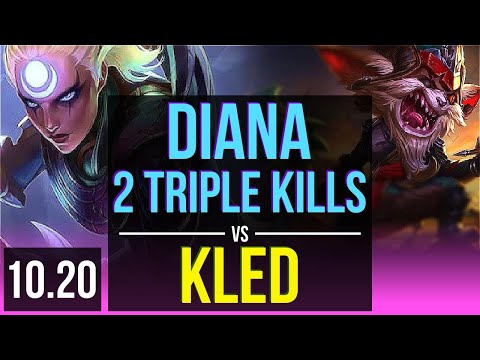 DIANA vs KLED (MID) | 2 Triple Kills, KDA 14/1/3, 700+ games, Legendary | KR Diamond | v10.20