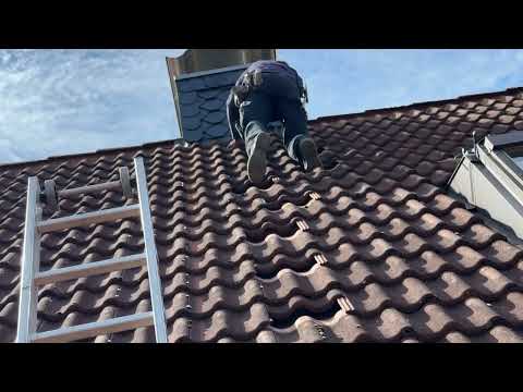 Pushing up roof tiles - climbing roof (gable roof) through concrete pushing roof tiles instructions