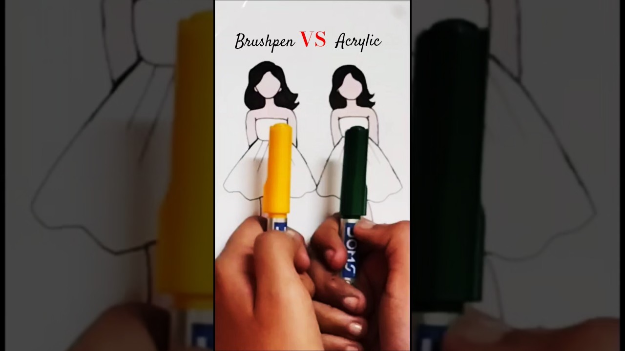 Satisfying dress with doms brushpen and acrylic colours✨🥰 #art #satisfying #shorts