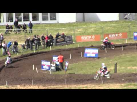 Albie Wilkie jumping the finish double at Matterley Basin