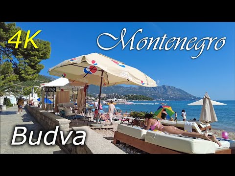 Budva, Montenegro, 🌡T+30C°🌞 - virtual travel, walking tour - 4k