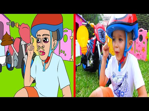 Tractor breaks down the walls - Vlad ride on power wheel funny drawing meme