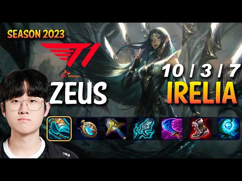 T1 Zeus IRELIA vs CASSIOPEIA Top - Patch 13.15 KR Ranked