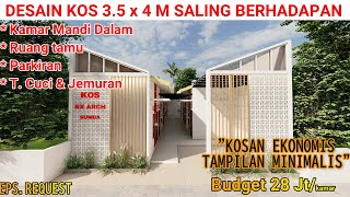 Download lagu DESAIN KOS KOSAN 3.5 X 4 M SALING BERHADAPAN || Kamar Mandi Dalam, R.Tamu, T Mencuci & Jemuran mp3
