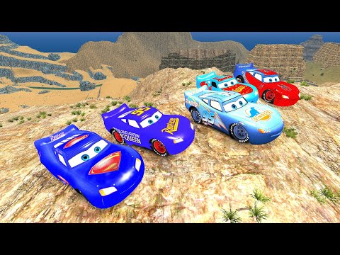 Lightning McQueen Vs Fabulous McQueen Cliff Drop Challenge Ep. 3 | GTA IV Cars Mod