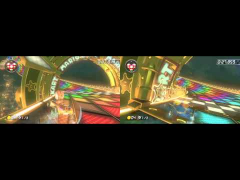 Mario Kart 8 - Comparison Time Trial - N64 Rainbow Road - My 1'22"217 vs WR 1'20"741