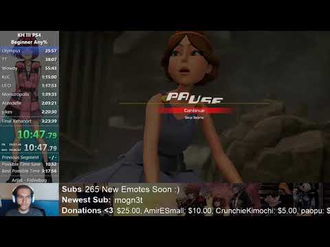 Kingdom Hearts 3 Beginner any% Speedrun in 3:21:22 (2:54:59 IGT)