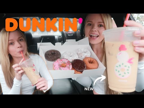 trying DUNKIN' DONUTS **NEW** menu items | stuffed biscuit bites | brown butter toffee latte