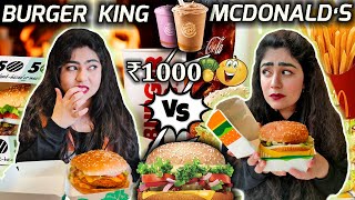 I ONLY ATE BURGER KING VS. MCDONALD'S FOR 24 HOURS| 1000 Rs. FOOD CHALLENGE MAHAYUDH ⚔️ QuiCreations