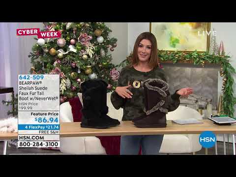 BEARPAW Sheilah Suede and Faux Fur Tall Boot with NeverW...