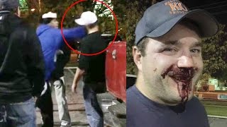 Confederate flag sticker gets white guys beaten; Man told to remove American flag - Compilation