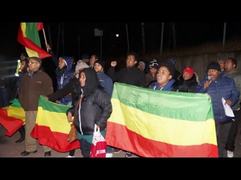 demonstration in stockholm infront of ethiopian emabassy