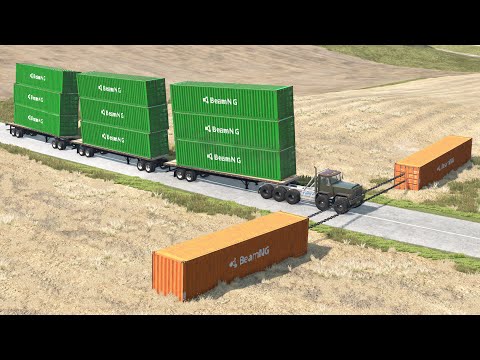 Truck (Road Train) vs Double Chain – BeamNG.drive