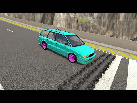 Giant Chain Crashes High Speed Car Jump (Crash Test) - BeamNG.drive Cars Cross Over Giant Chains