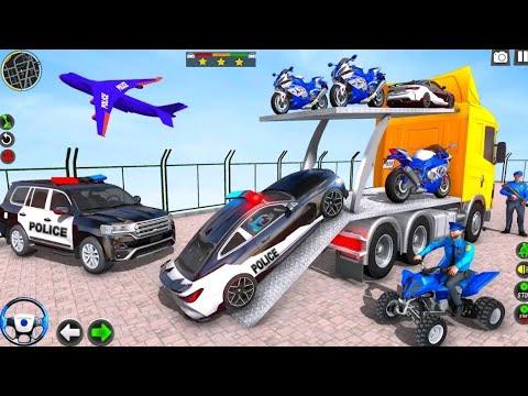 Transporting Police ATV Bike in Long Trailer Truck - Police Plane Transporter - Android Gameplay