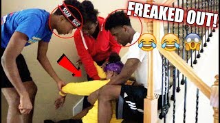 FALLING DOWN THE STAIRS PREGNANT PRANK ON BOYFRIEND, IAM JUST AIRI, CHRIS AND TRAY!!!