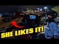NIGHT RIDE WITH BIKER GIRL ON MY NEW BIKE