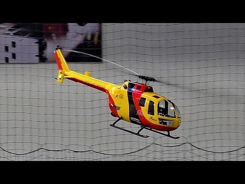 GIANT RC BO-105 SCALE 1:5 MODEL HELICOPTER FROM VARIO INDOOR FLIGHT / Intermodellbau 2016