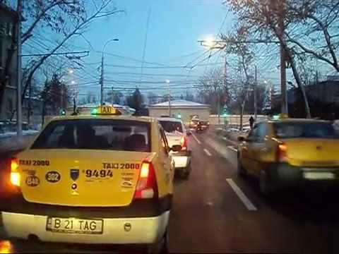 Cab-view: Linia RATB 96( Gara de Nord - via Piata Leul - Depoul Alexandria ) iarna