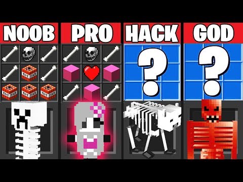 Minecraft Battle: SKELETON CRAFTING CHALLENGE ~ NOOB vs PRO vs HACKER vs GOD – Evolution Animation