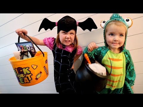 TRiCK or TREAT inside our HOUSE!! Halloween Routine safe DIY neighborhood with Mom & Dad costumes!
