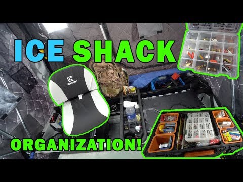 Ice Shack ORGANIZATION And TACKLE STORAGE! How To SETUP Inside Ice Shack