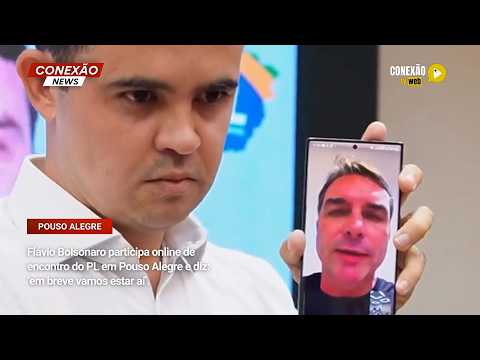 Vídeo: Flávio Bolsonaro participa online de encontro do PL em Pouso Alegre e diz: ‘em breve vamos estar aí’.